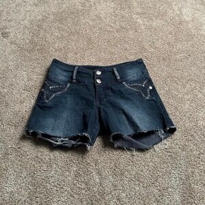 Y2K‎ STYLE "BEDAZZLED" DISTRESSED JEANS SHORTS